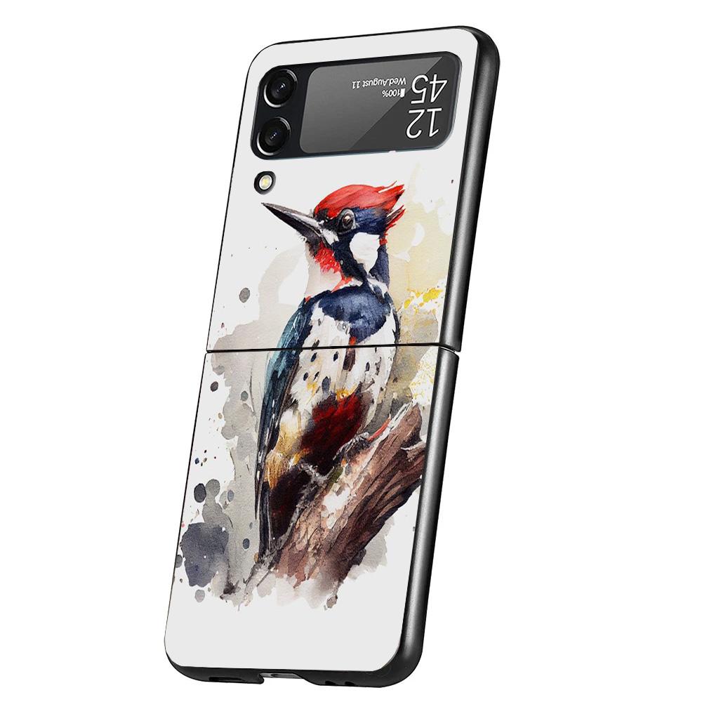 Animal Oil Painting Bird Cover Phone Case For Samsung Galaxy Z Flip 7 6 5 4 3 5G Flip7 Flip6 Flip5 Flip4 Flip3 Black Fundas Shel