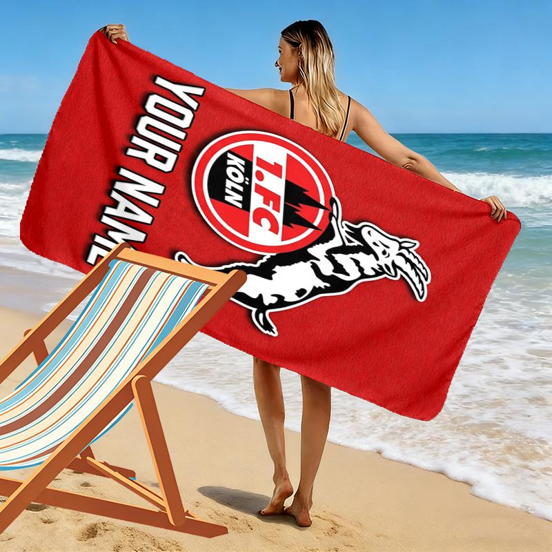 Asciugamano da Spiaggia con Stampa Nome Personalizzato FC KÖLN, Asciugamano Grande Morbido Asciugatura Rapida per Spiaggia Campeggio Nuoto_xia