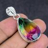 Bi-Color Tourmaline Gemstone 925 Sterling Silver Jewelry Pendant 1.81" E3d21