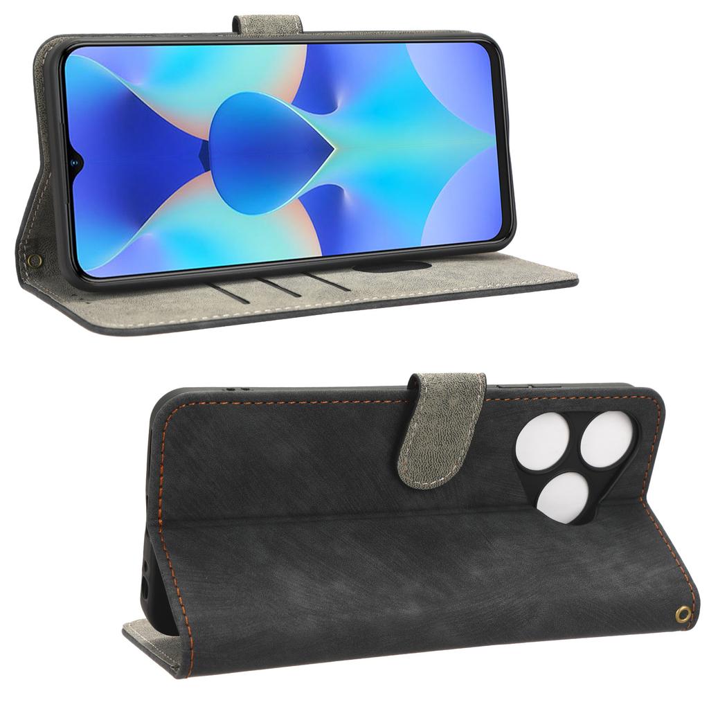 RFID Blocking Wallet Cover for TECNO Spark 10,Phone Stand Anti-Scratch PU Leather Cell Phone Case with Strap