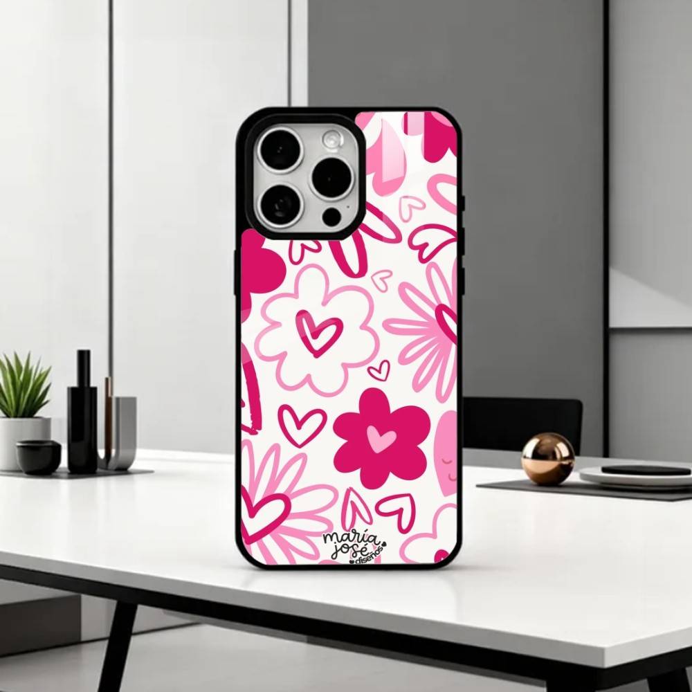 C-Cute P-Pink Love Heart   Phone Case For iPhone17,16,15,14,13,12,11 Plus,Pro Max Magnetic For Magsafe Wireless Charging