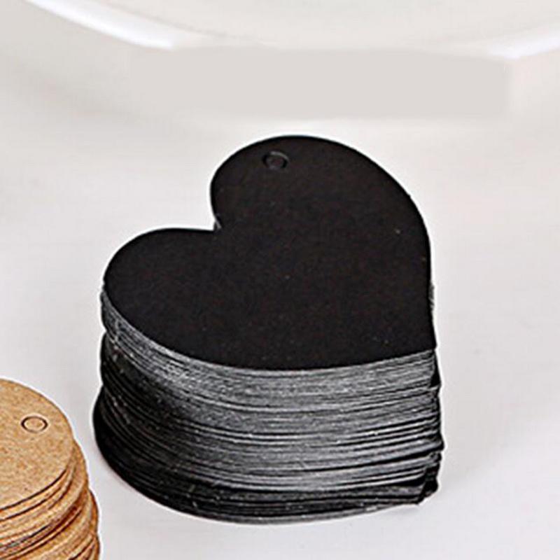 50 adet/grup Kalp Şekilli Kraft Kağıt Etiketleri Bahçe Etiketleri DIY Düğün Notu Boş El Sanatları Hediye Etiketi
