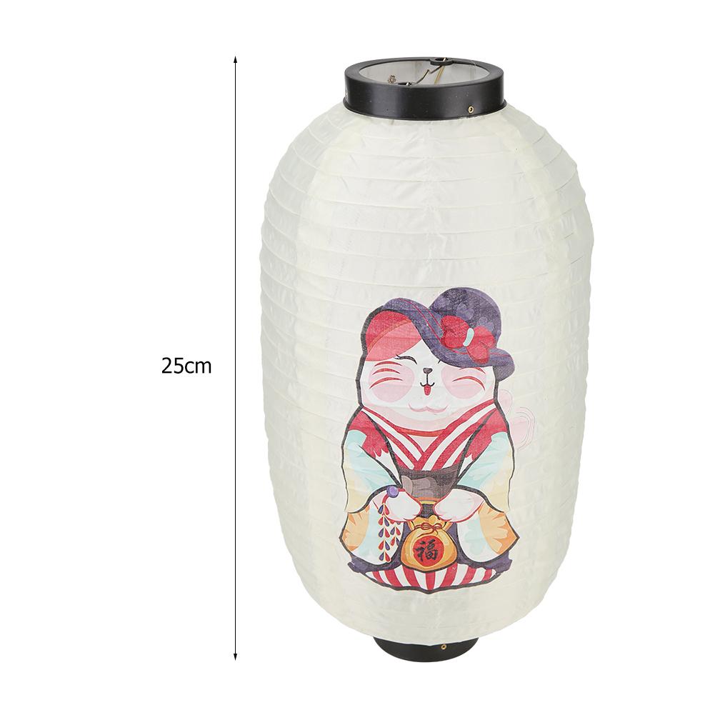 Lucky Cat Traditional Japanese Style Lantern Waterproof 10 Inch Printing Hanging Lantern for Restaurant Chochin Bar Decoration