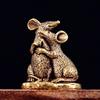 Small Animal Sculptures Golden Love Mouse Statue Home Decors Accent Mice Figurines Gift for Pet Lover Desktop Ornament