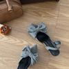 Fashion Bow Heeled Sandals Women Pointed Toe Elegant ShoesDesigner Woman Slippers 2025 Summer Pumps Dress New Party Mujer De Zapatillas