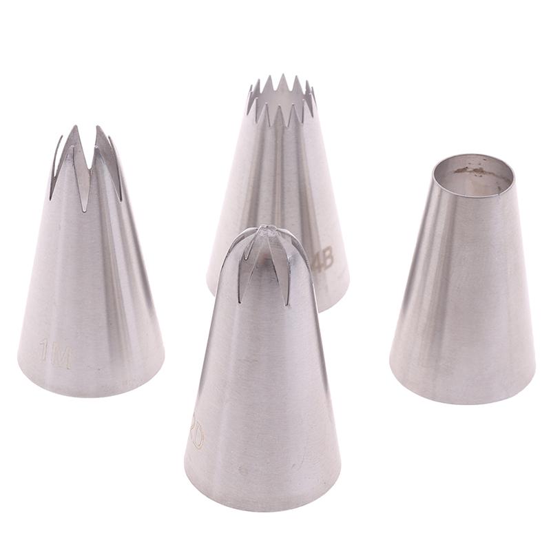 4 Stück Große Spritztüllen Gebäckspitzen Backwerkzeuge Kuchen Set Edelstahl