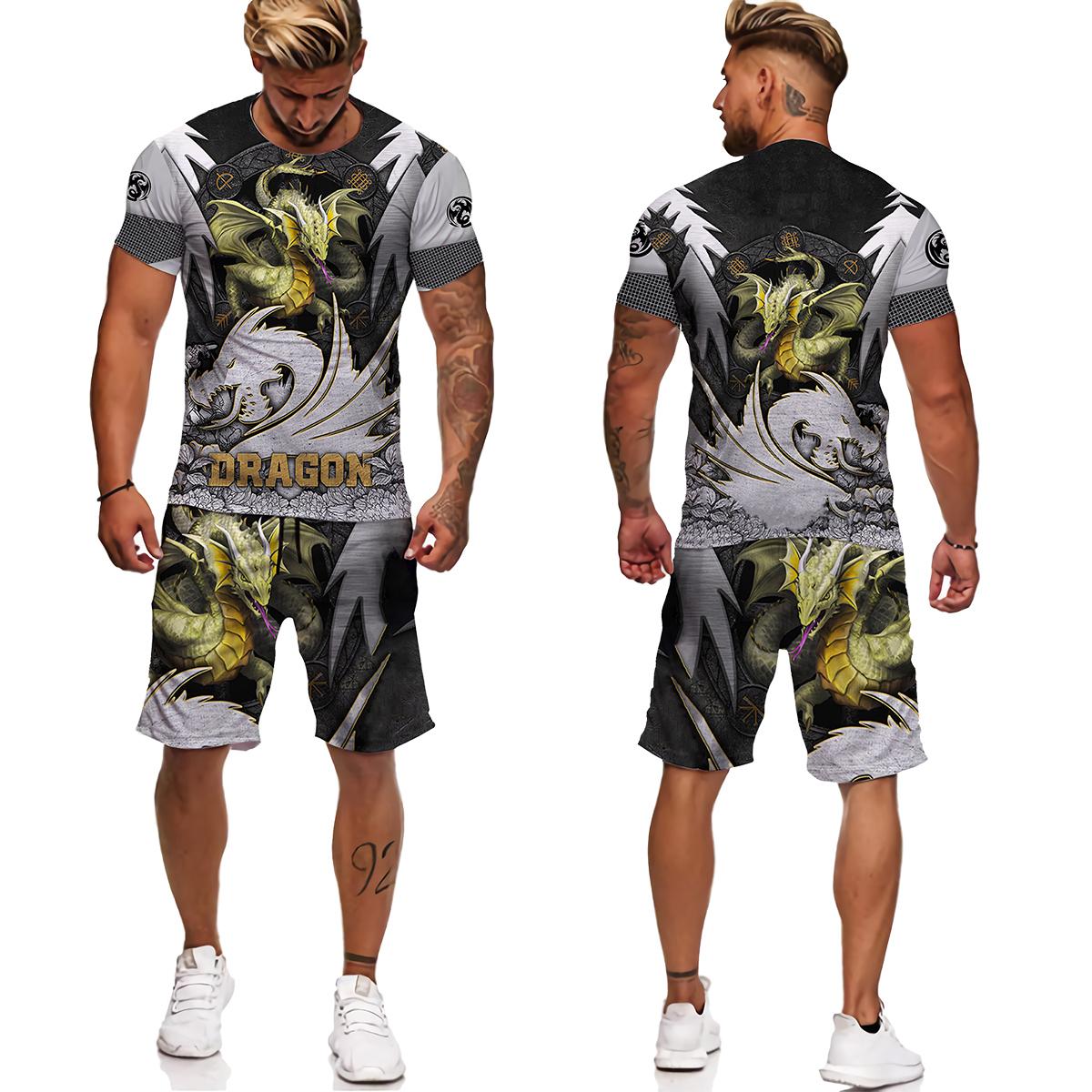 

Мужской спортивный костюм с татуировкой животного Fly Dragon, уличная одежда в стиле Харадзюку, мужские футболки, мужской спортивный костюм, повседневные мужские комплекты больших размеров, Chandal XXL