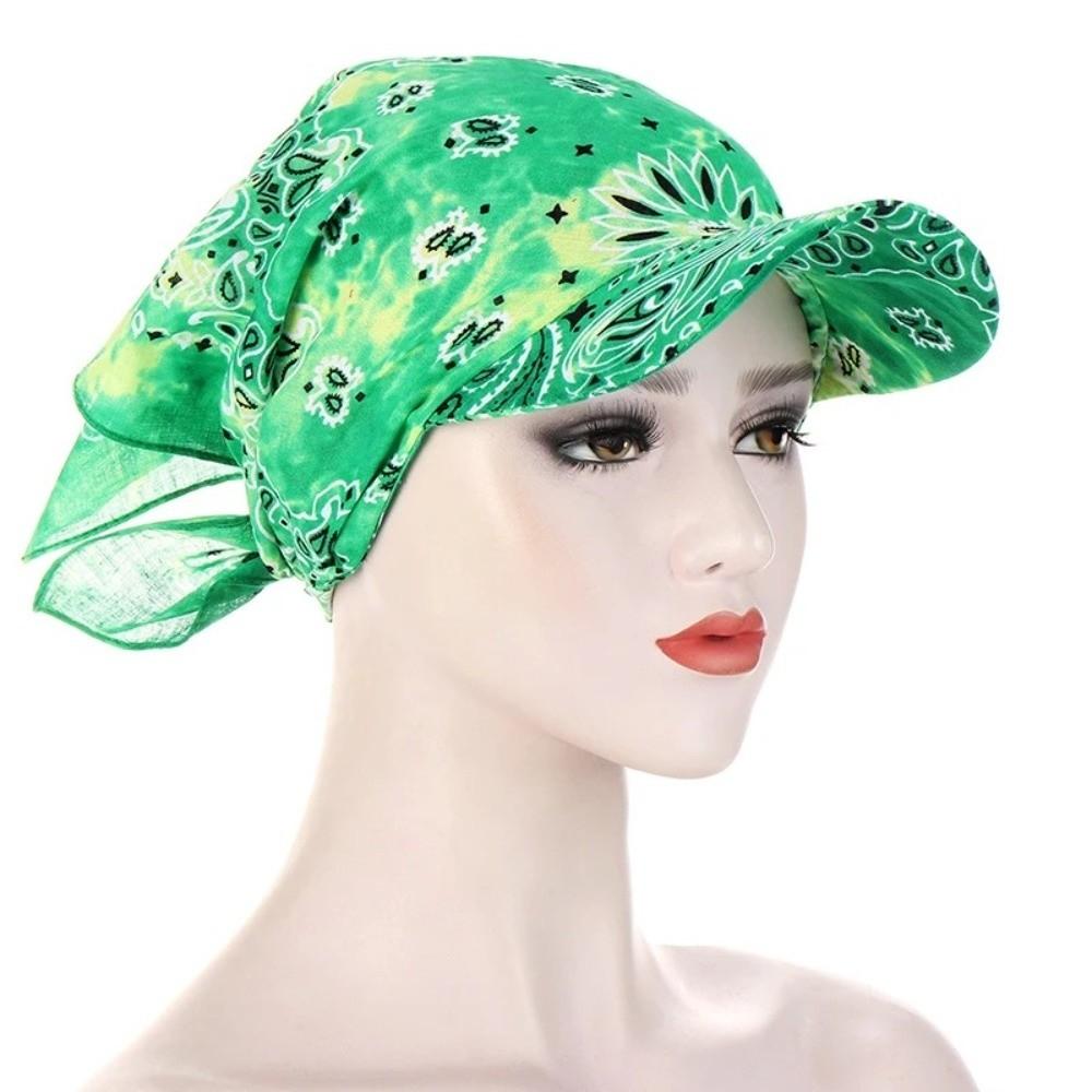 Printed Brim Bandana Hat Paisley Floral Sun Visor Hat Fashion Bandana Scarf  for Women