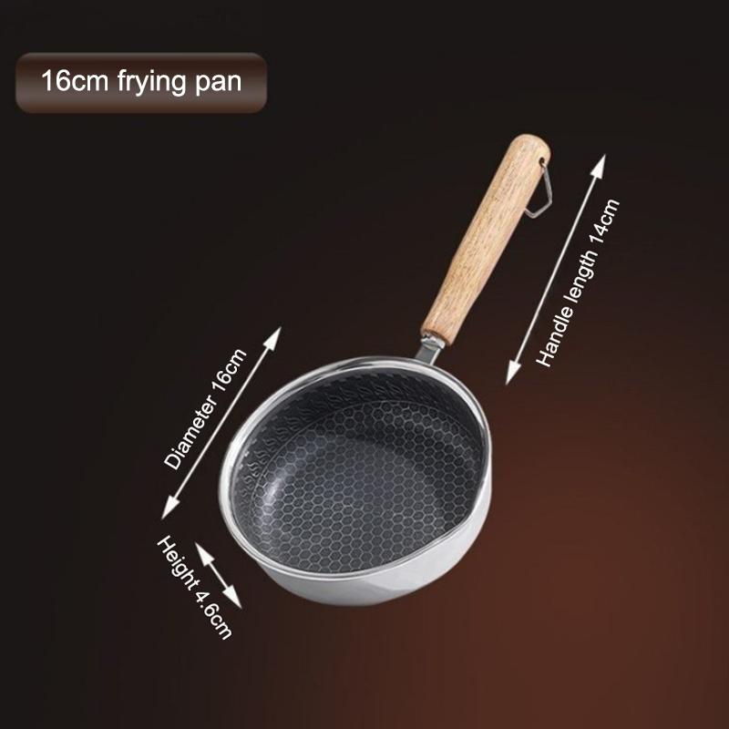 Portable Stainless Steel Non-Stick Pan Uncoated Non-stick Surface Frying Pan Grill Omelette Non-stick Pan Outdoor Camping