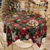 Christmas New Year Decor Round Tablecloth Waterproof Heat Resistant Washable Table Cover