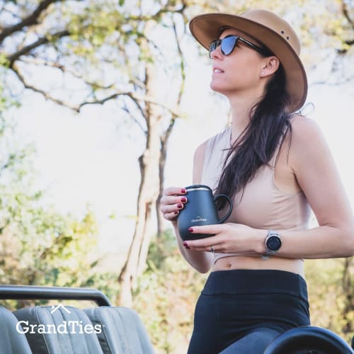 GRANDTIES Premium Vacuum Insulated Mug, 460ml, Available in 19 Colors, with Easy-Open Sliding Lid, Stainless Steel Double-Wall Vacuum Insulation, and