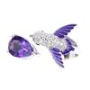Bird Water Drop Faux Amethyst Cubic Zirconia Women Engagement Wedding Open Ring