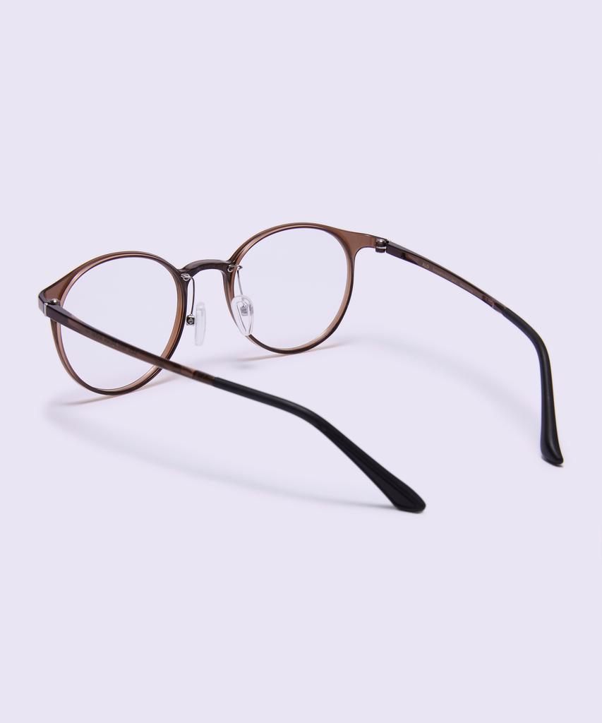 Alloaiweeo [Air Flex] Al6405 1616G Airflex Ultra-Lightweight Semi-Oversized Round Brown Eyeglass Frame Blue Light Lens Selection