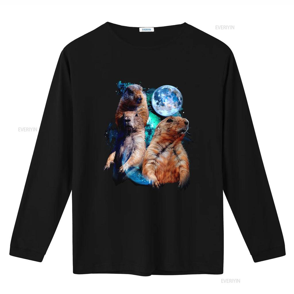 Einzigartiges 3-Mond-Präriehund-Kunst-T-Shirt Perfekt für Nagetier-Eichhörnchen-Welpen-Liebhaber vintage Gewaschenes Unisex Designer-Kleidung Stilvoll