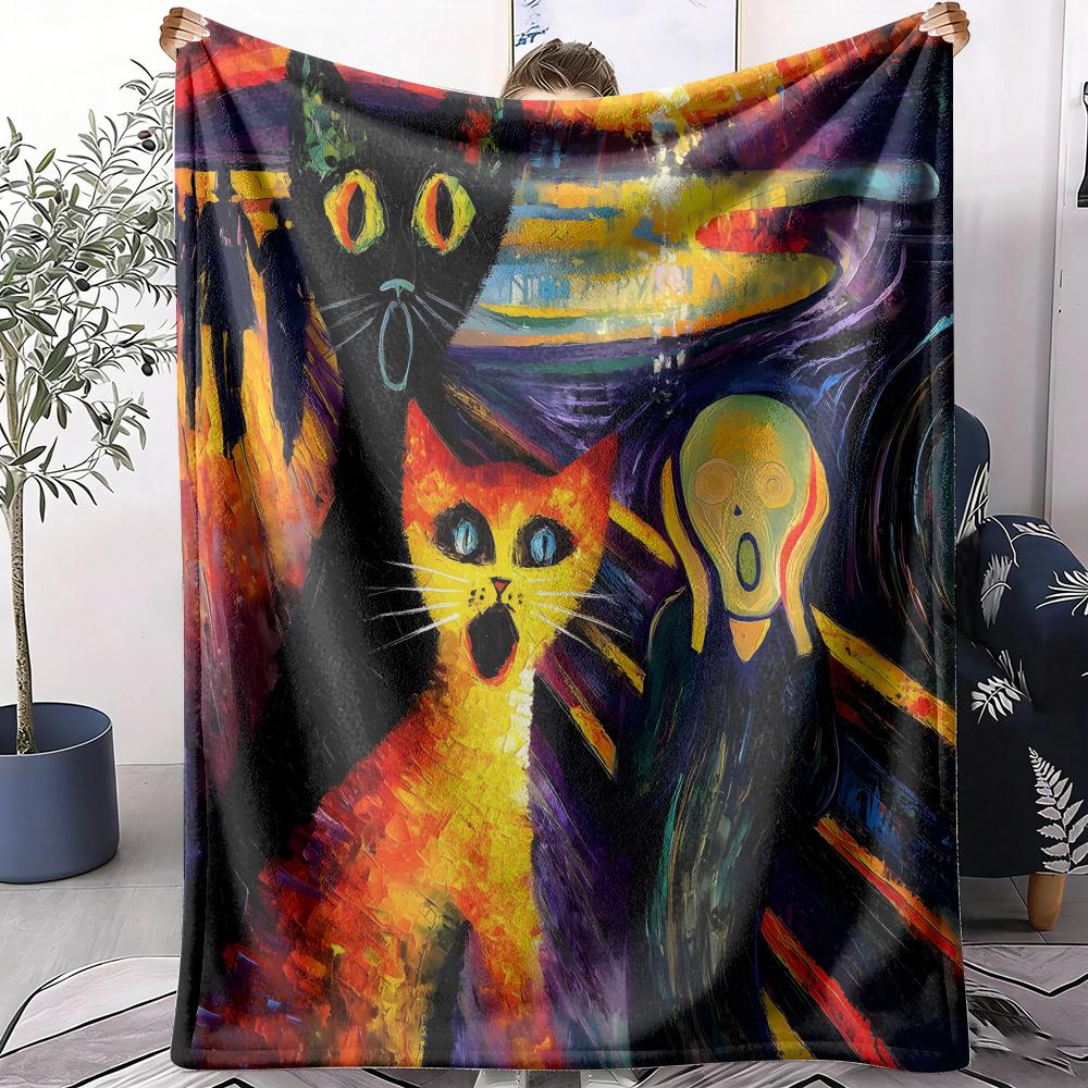 The Scream Painting Throw Soft Flannel AC Blanket Lightweight Summer Nap Throw Cozy Blanket for Sofa Bed Travel Home