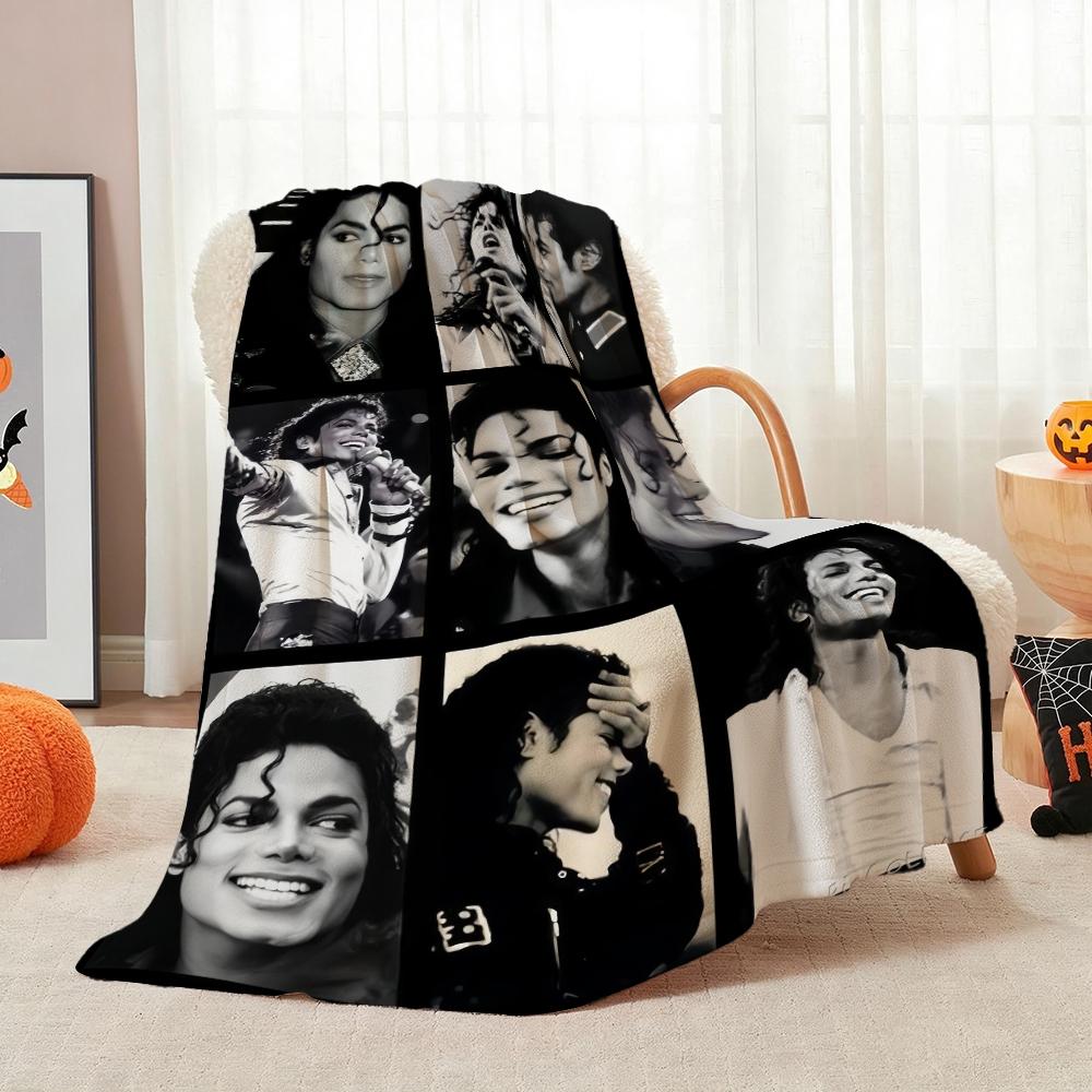 Michael Jackson Pop Printed Flannel Blanket Cozy Comfortable Fleece Blanket For Office Sofa Home Decor Memorial Gift