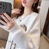 Spring and Autumn New Thin Sweatshirt Women's T-shirt Women's Loose Covering Flesh Large Size Fashionable High-end Women's Outerwear Top Long Sleeve