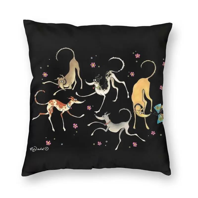 Cartoon Puppy Cushion Cover Sofa Home Decor Greyhound Square Pillow  Car    Moda