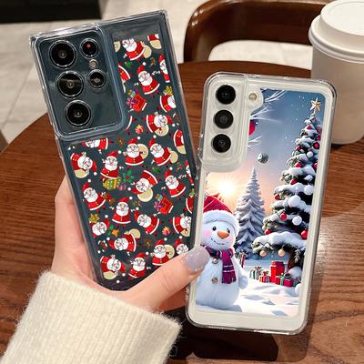 Custodia per telefono con motivo alce natalizio per Samsung Galaxy S25 S24 S22 Ultra S23 S24 FE A17 A56 A16 A36 A26 A55 A15 A25 A54 5G Antiurto Trasparente Morbida