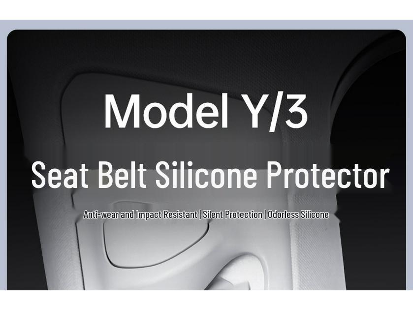 Silicone Seat Belt Cover for Tesla Model Y/3 - Noise Reduction & Decorative Accessory