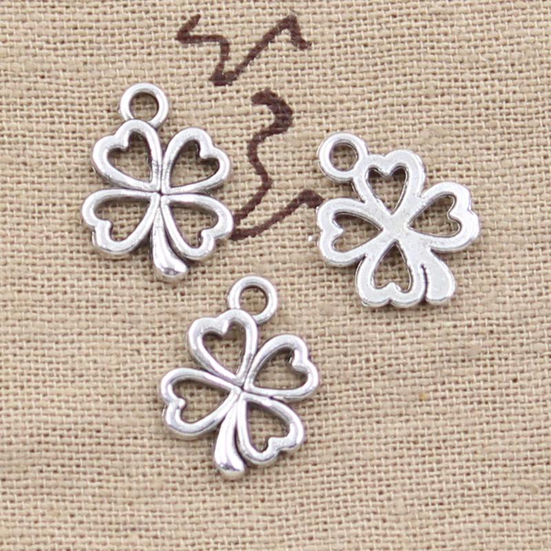 50pcs Charms Clover Flower 17x14mm Antique Pendant fit,Vintage Tibetan Bronze Silver Color finding,DIY For Bracelet Necklace