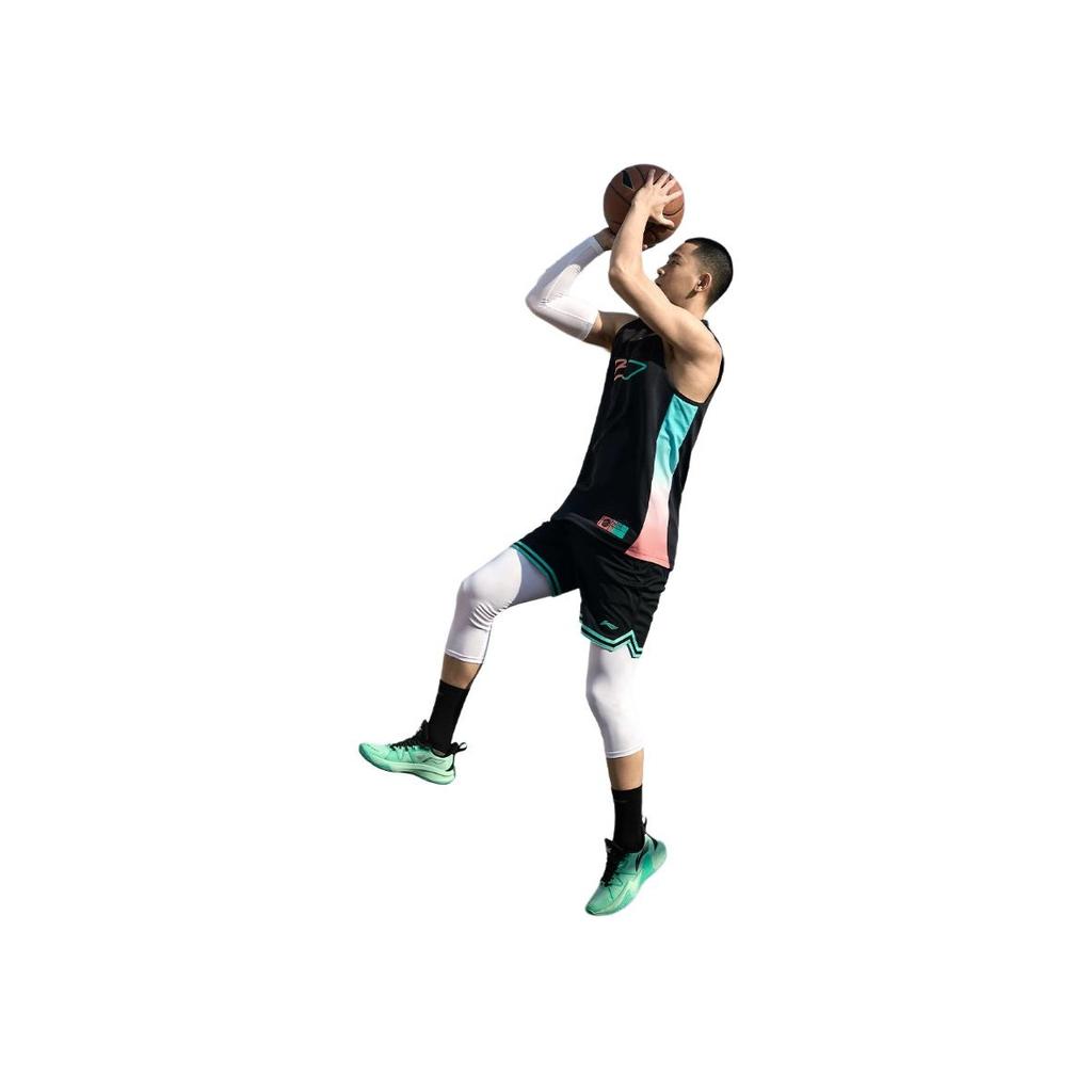 Li Ning CBA Series Striped Color Block Mid Waist Straight Leg Basketball Shorts Men Shorts Black AAPU097-1