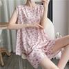 Cotton and silk pajamas women's summer thin loose sleeveless artificial cotton loungewear can be worn outside student cotton silk suit plus size