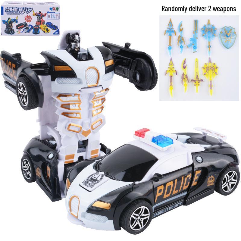 Children's Deformation Toy Car - One-Key Inertia Impact Puzzle Vehicle