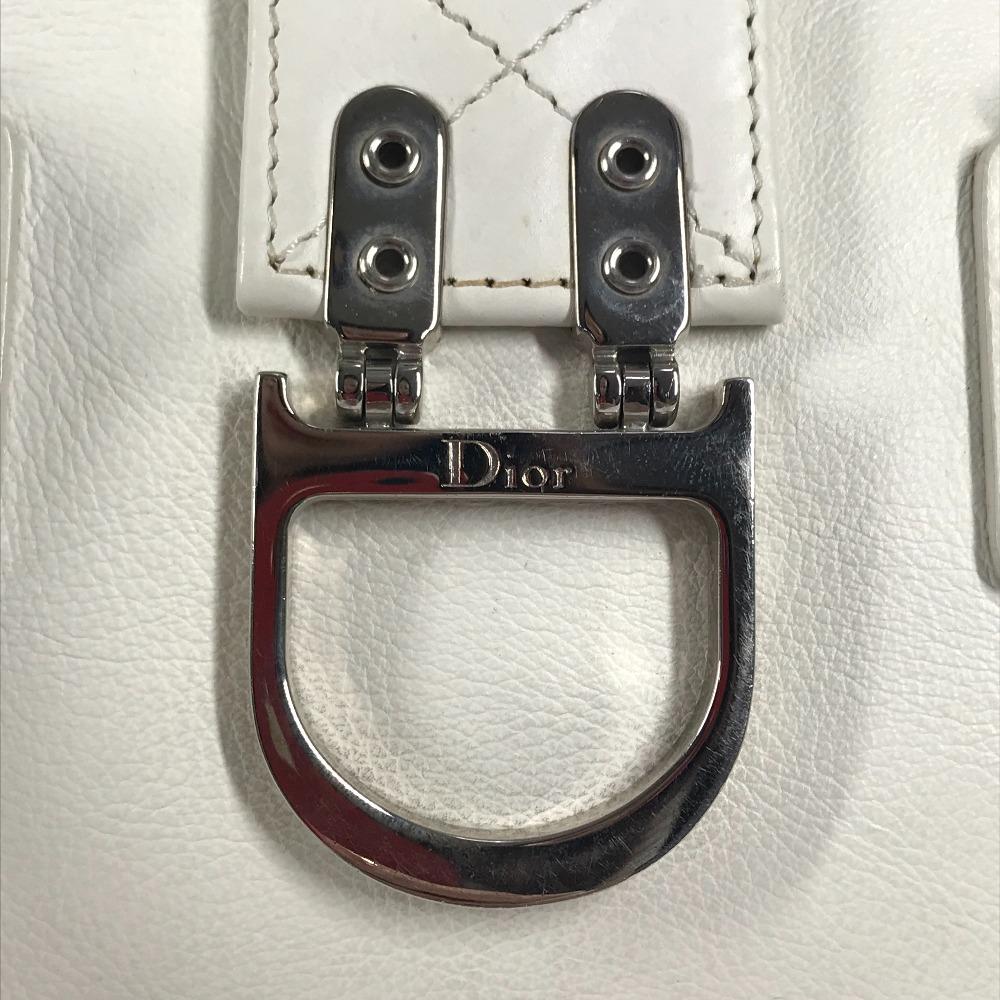 Dior D Logo Tasche Oberer Griff Breite Tasche D Schnalle Handtasche Leder Weiß