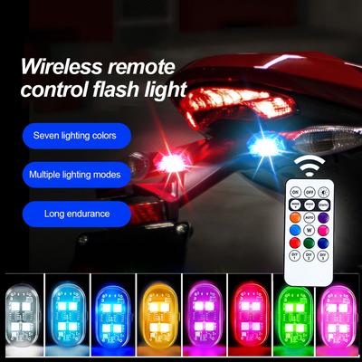 Universal Led Aircraft Strobe Lights Motorcycle Anti Collision Warning Light USB Rechargeable 8Colors Wireless Remote Control