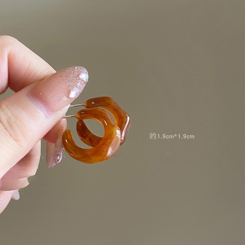 Maillard artificial tiger's eye stone ear buckle retro fashion high-end earrings light luxury temperament earrings