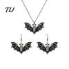 Anti Oxidation Zinc Alloy Jewelry Gothic Bat Halloween Accessory, Vintage Punk Necklace, Viking Spooky Spider Web Earrings Style Dangle Drop
