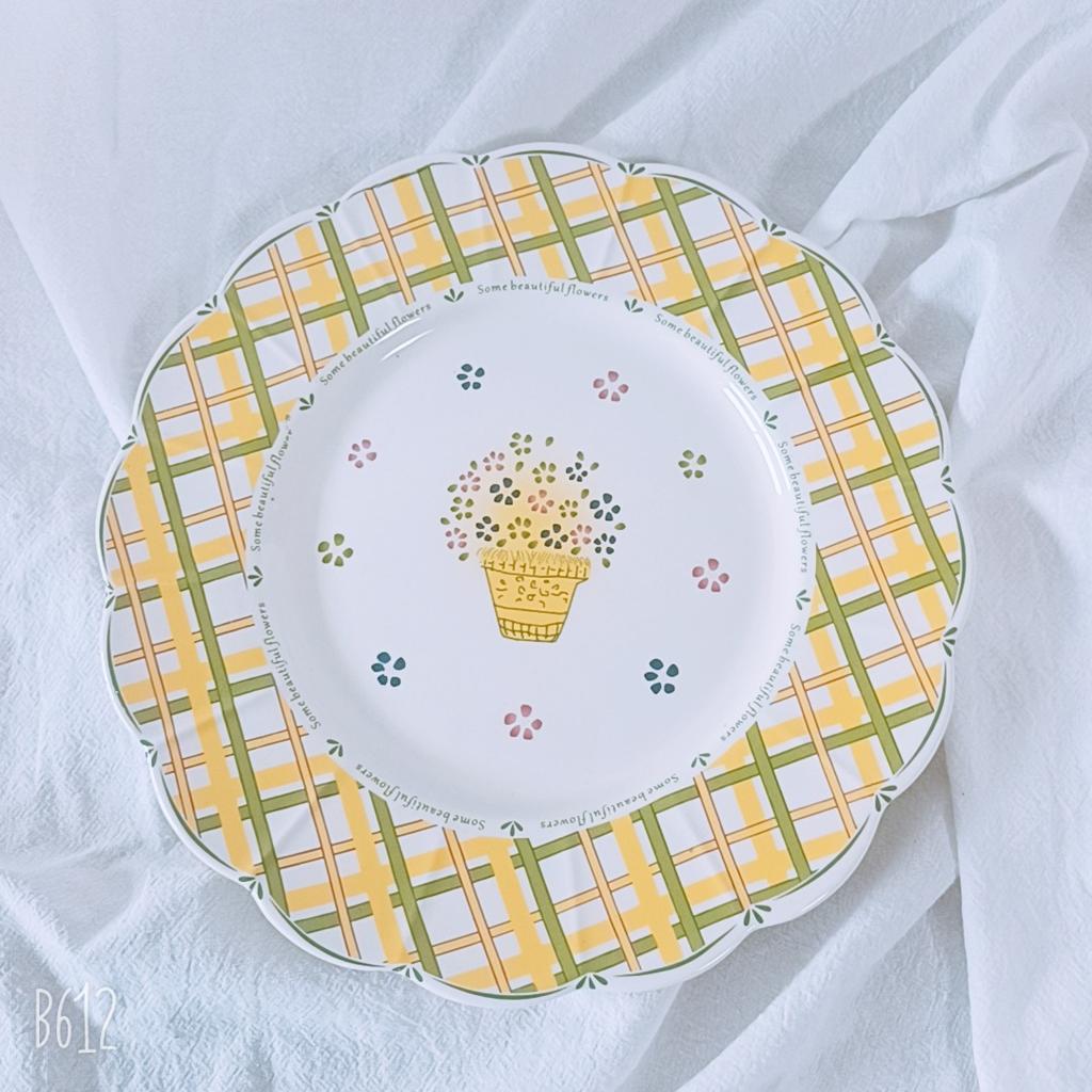 Chinesische Keramikplatte Haushalt 8 Zoll Flache Platte Französisch Vintage Westliches Geschirr Blütchen Porzellan China Tafelgeschirr Backen