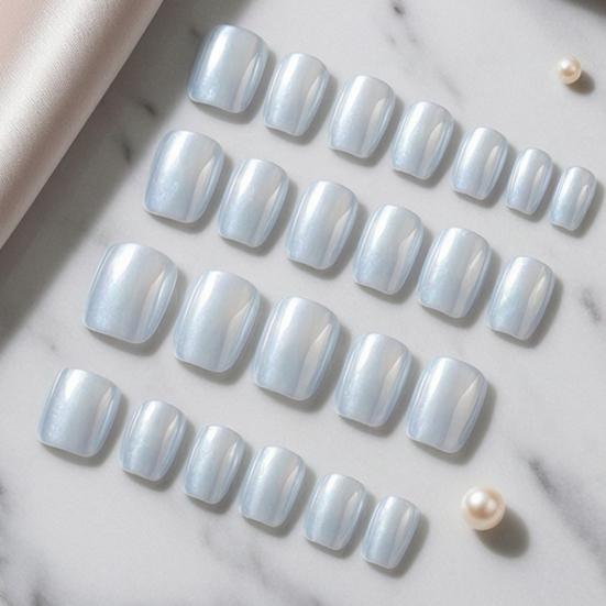 24Pcs Short Square Press on Toenails for Women, Salon Quality Glossy Stick-on Fake Nails, Removable Glue on False Toe Nails for Summer