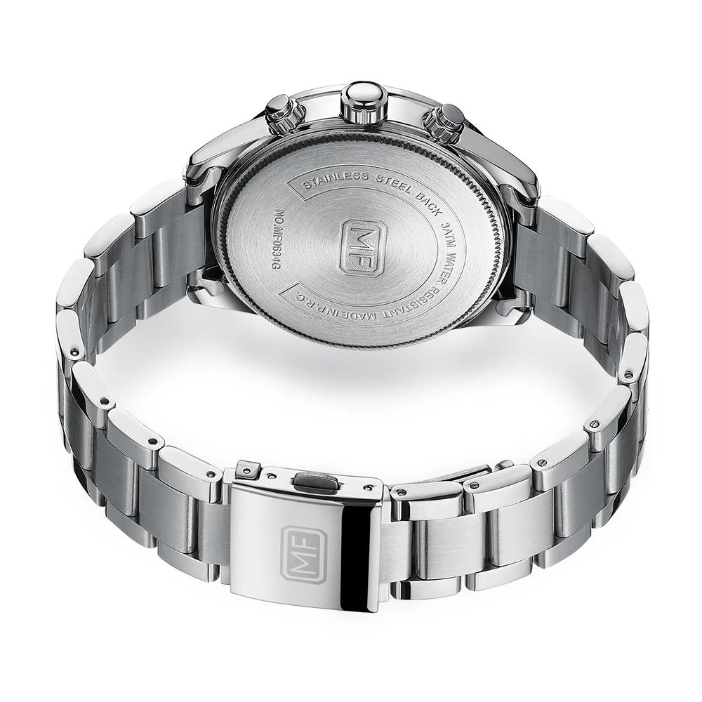 Mens Chronograph Watch Waterproof Quartz Wristwatch Steel Band Casual Business Male Clock Night Glow Display