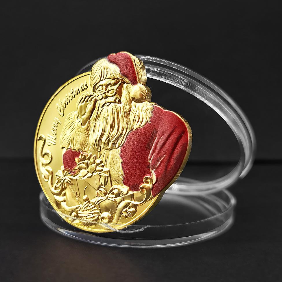 Weihnachtsgeschenke, Münzen, kreative Münzen, Medaillen, Weihnachtsdekorationen, Ornamente, Weihnachtsgeschenk, Strumpffüller