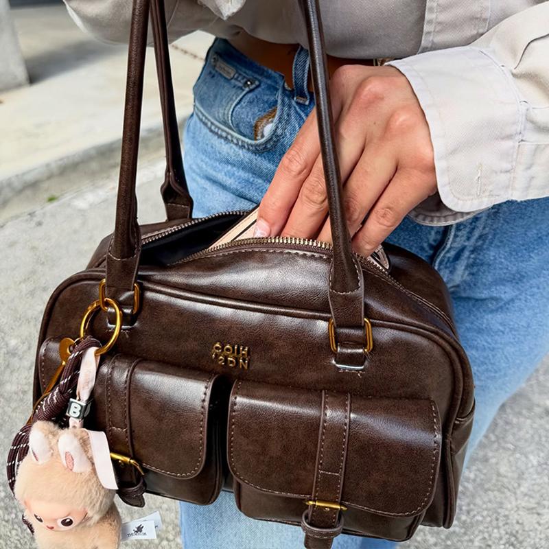 Korean Retro Multi Pocket Armpit Bag 2026 New High-end Pu Leather Fashi Large Capacity Commuting Handbag Women's Shoulder Bag