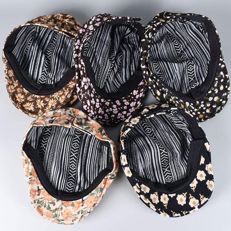Retro Beret Women Spring Vintage Floral Print French Cap Peaky Blinders Hats Peaked Cap Women American Flat Hats Newsboy Cap