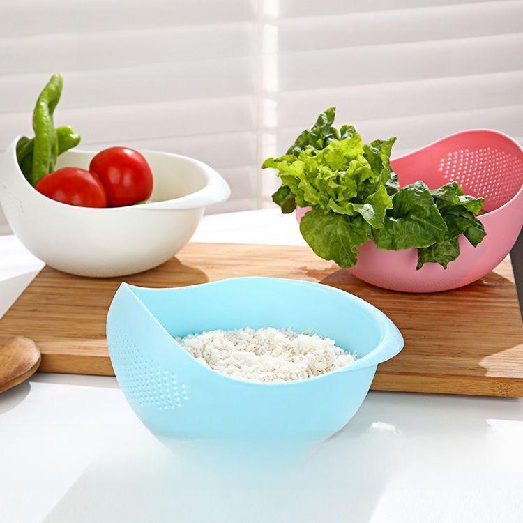 1pc Rice Bowl Drain Basket Kitchen Multi-purpose Rice Washing Machine Fruit Bowl Washing Drain Basket With Handle Home Organizer