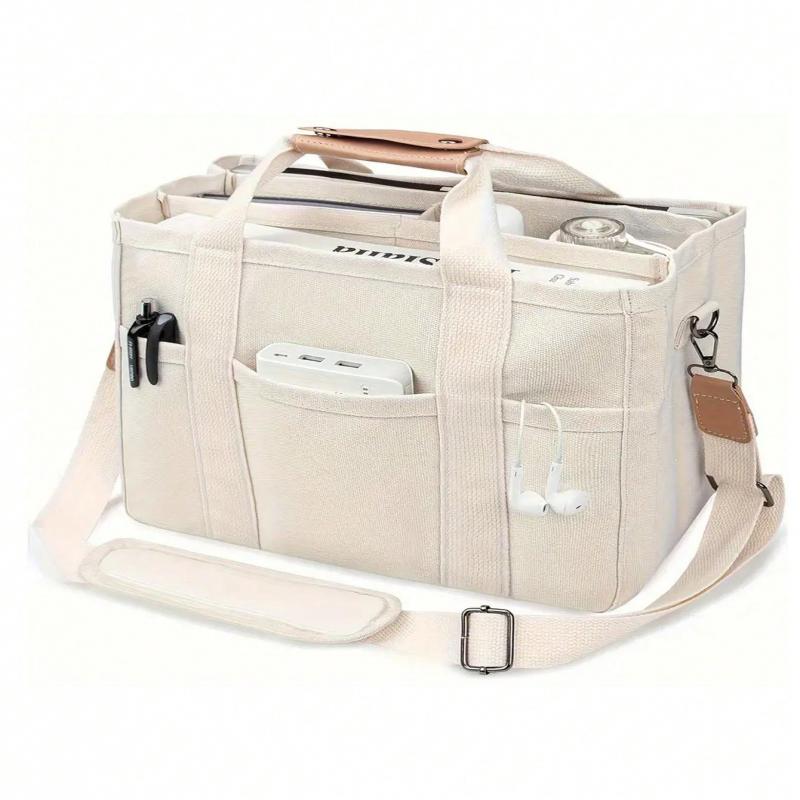 Axelväska med stor kapacitet och flera fickor med fack, multifunktionell handväska med handtag