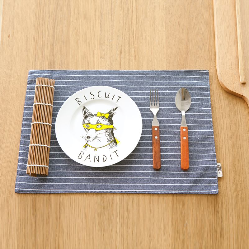 

Cotton and Linen Double Layer Thickened Shooting Ins Internet Celebrity Placemat Navy blue strip placemat 20*30cm