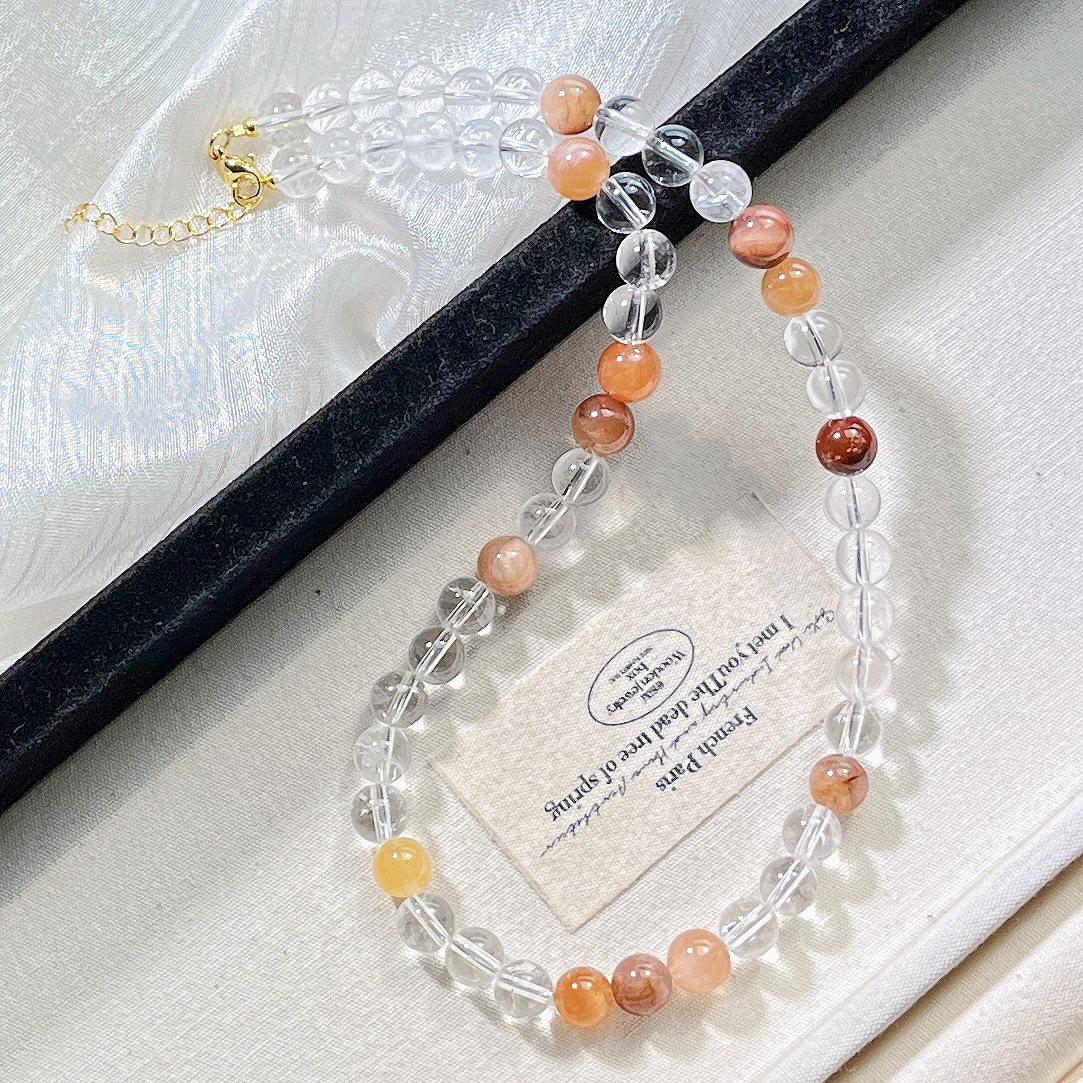High Quality Natural Ice Transparent White Crystal Colored Hair Crystal Design Necklace Collarbone Chain Sweater Chain