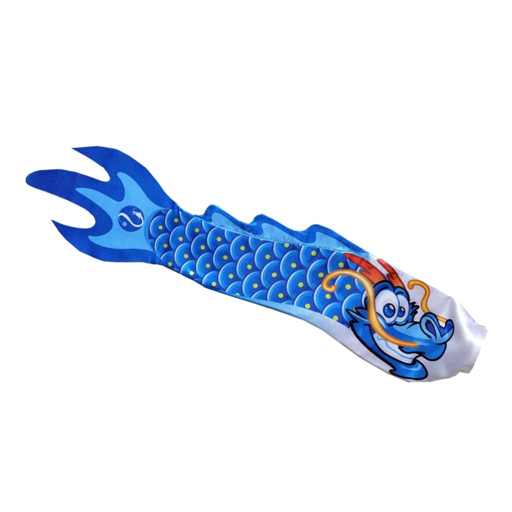 Outdoor Windsock Dragon Flag Creative Wind Ornament Waterproof Garden Decor Wind Decoration Spinner for Roof синий