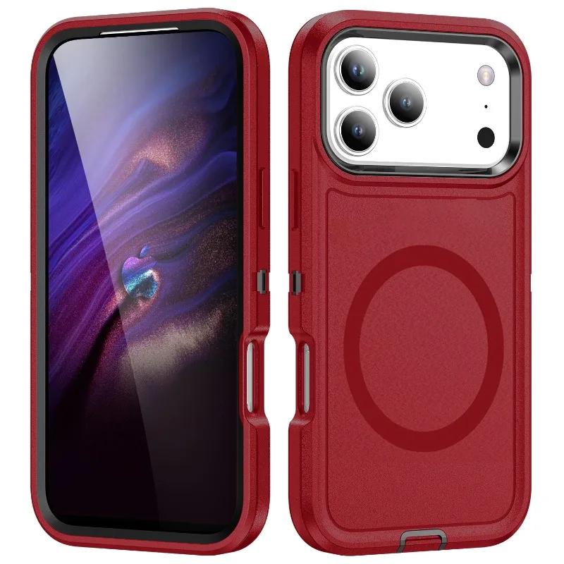 Heavy Duty Shockproof Magnetic Smooth-Touch Phone Case for IPhone Air 17 Pro Max 16 15 14 Plus 13 Wireless Charge OttBox Armor Protect Cover