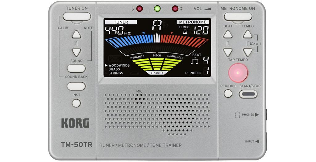 KORG TM-50TR-SL Orchestral Instrument TrainerTunerMetronome, Silver