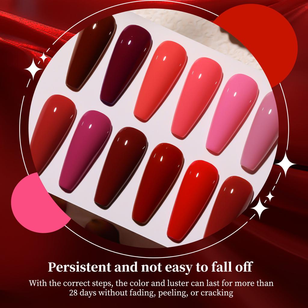 Popular Color Cherry Red True Red Solid Color Series Whitening Long-lasting Nail Polish Glue Phototherapy