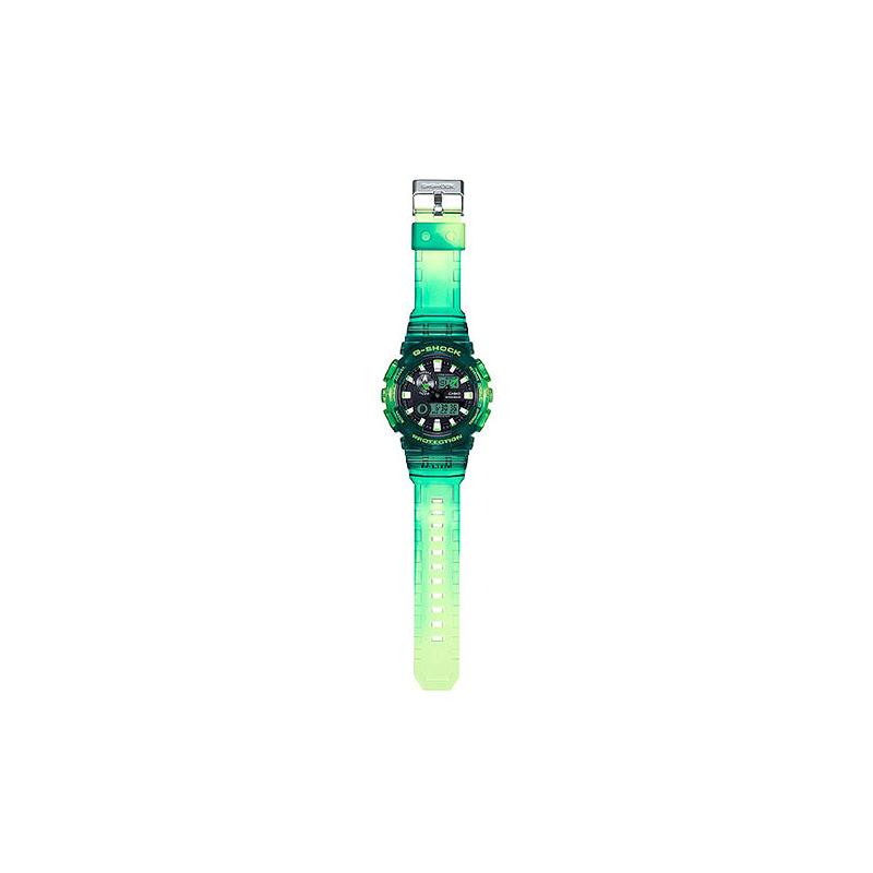 Casio G-Shock Serie Gezeitenmondphase Stoßfest, Antimagnetisch und Wasserdichtes Uhrwerk Gelee Durchscheinend Grün Quarzwerk Harz GAX-100MSA-3A