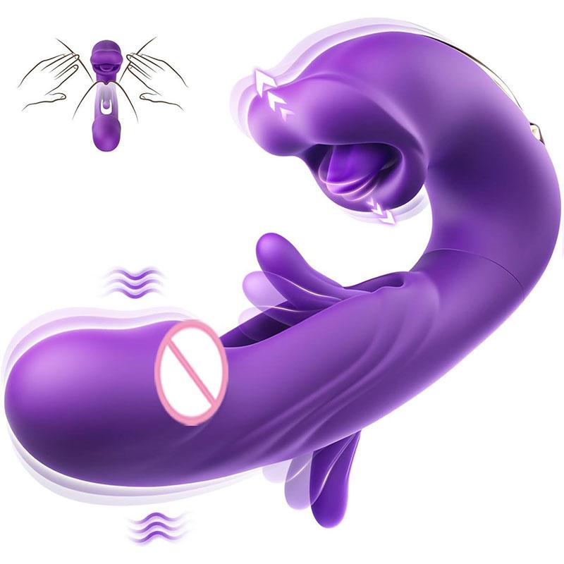 G Spot Vibrator Tongue Licking Sucking Sex Toy for Women Vibrator Finger Flapping Dildo Vagina Clit Stimulate Adult Masturbator