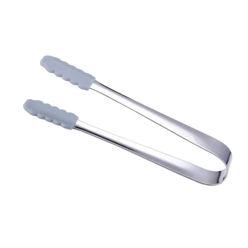 Silicone Head Non-Slip Food Ice Cube Clip Tongs Bread Barbecue Mini Sugar Dessert Clamp House Kitchen Party Coffee Bar Utensils