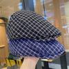 Fashion Cap Beret For Women With Grid Design And Wide Brim For Outings Casual